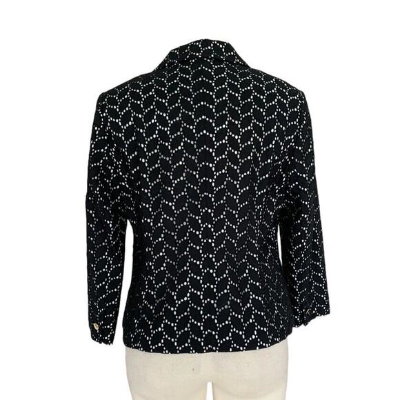 Vince Camuto Black Eyelet Cotton Blazer Jacket Size 10 Lined - Picture 2 of 9